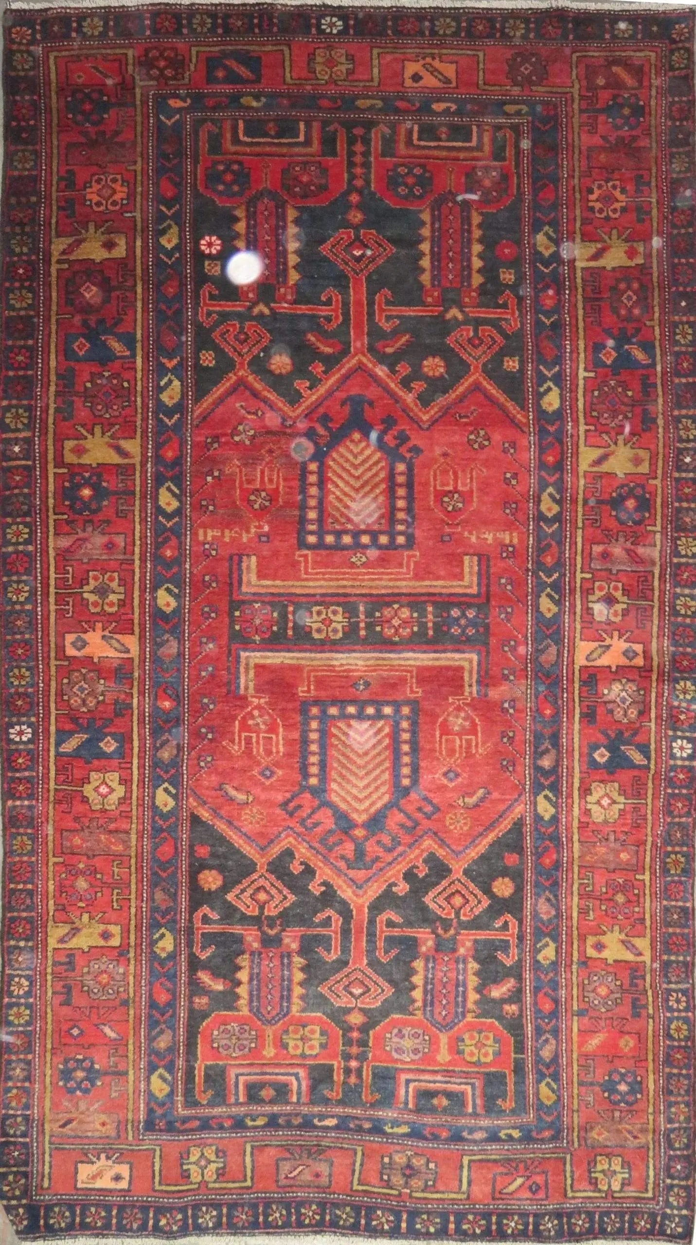 One Of The Kind Hand-Knotted Persian Wool Rug _ Luxurious Vintage Design, 8'9" x 4'8", Artisan: Hand-Knotted Persian Wool Rug _ Luxurious Vintage Design, 8'9" x 4'8", Artisan Crafted, Authentic hand-knotted traditional antique vintage Persian rugs, in excellent vintage condition with over 60 yea