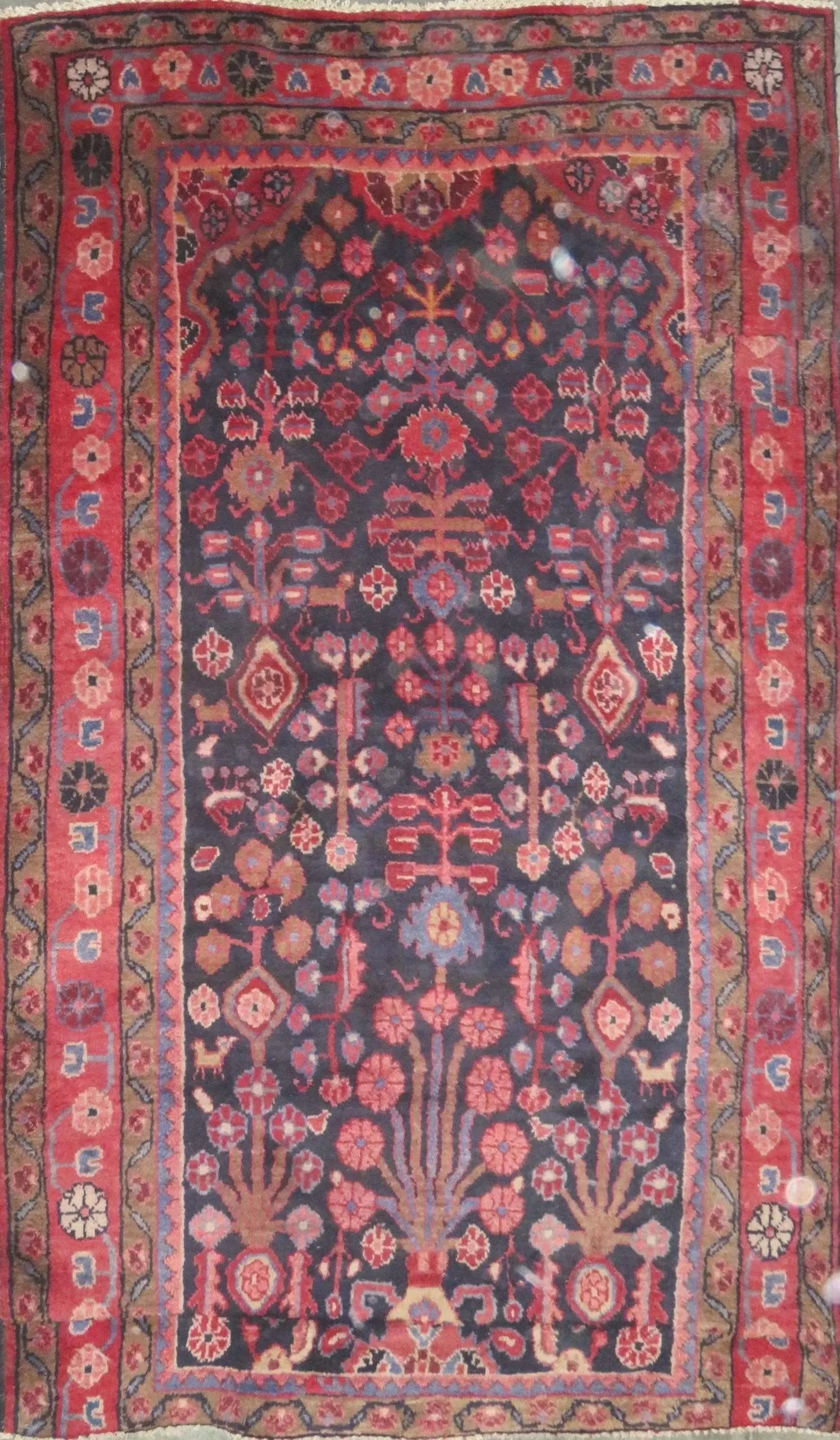 One Of The Kind Hand-Knotted Persian Wool Rug _ Luxurious Vintage Design, 8'3" x 4'7", Artisan: Hand-Knotted Persian Wool Rug _ Luxurious Vintage Design, 8'3" x 4'7", Artisan Crafted, Authentic hand-knotted traditional antique vintage Persian rugs, in excellent vintage condition with over 60 yea