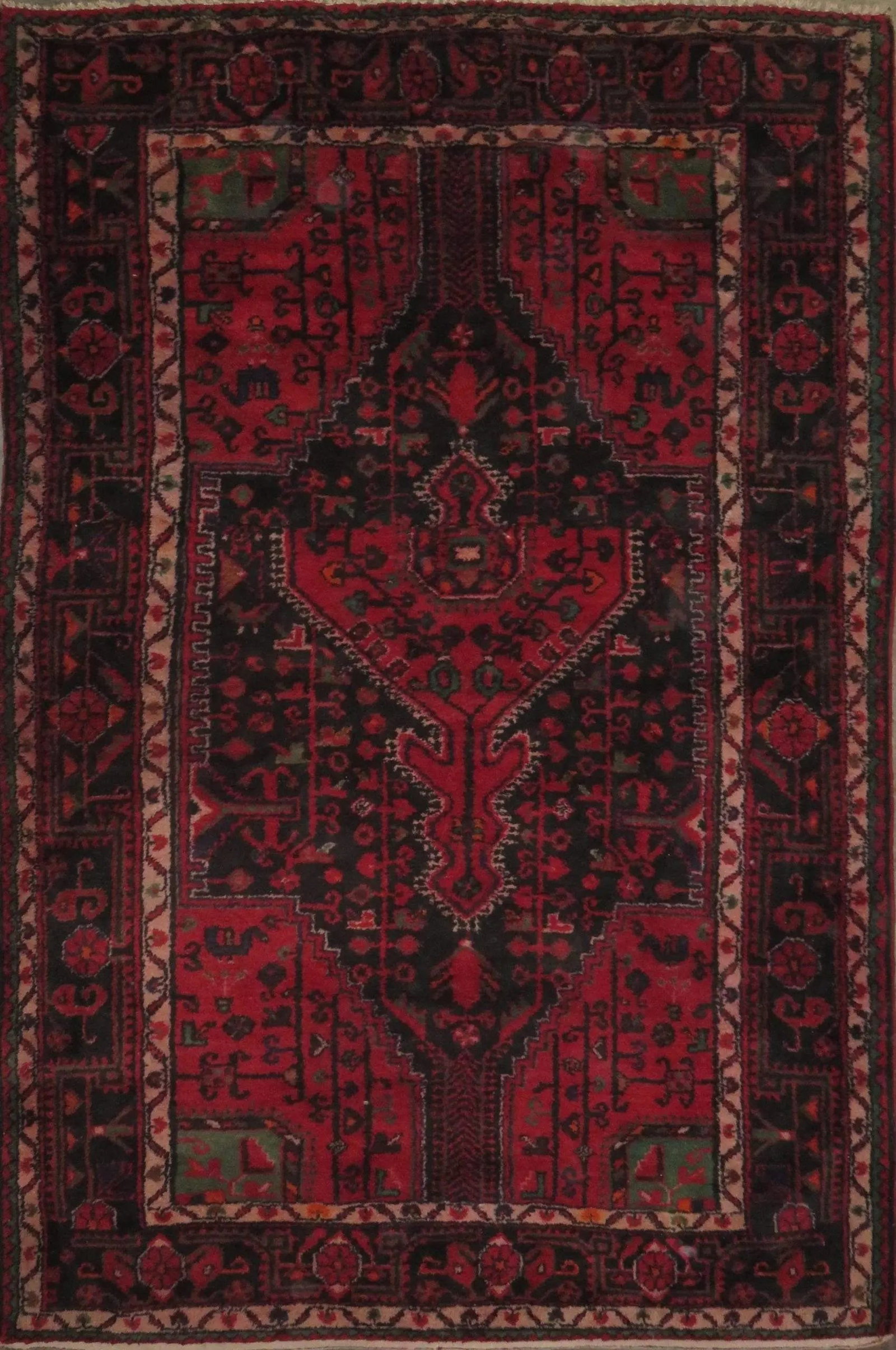 One Of The Kind Hand-Knotted Persian Wool Rug _ Luxurious Vintage Design, 7'7" x 4'8", Artisan: Hand-Knotted Persian Wool Rug _ Luxurious Vintage Design, 7'7" x 4'8", Artisan Crafted, Authentic hand-knotted traditional antique vintage Persian rugs, in excellent vintage condition with over 60 yea