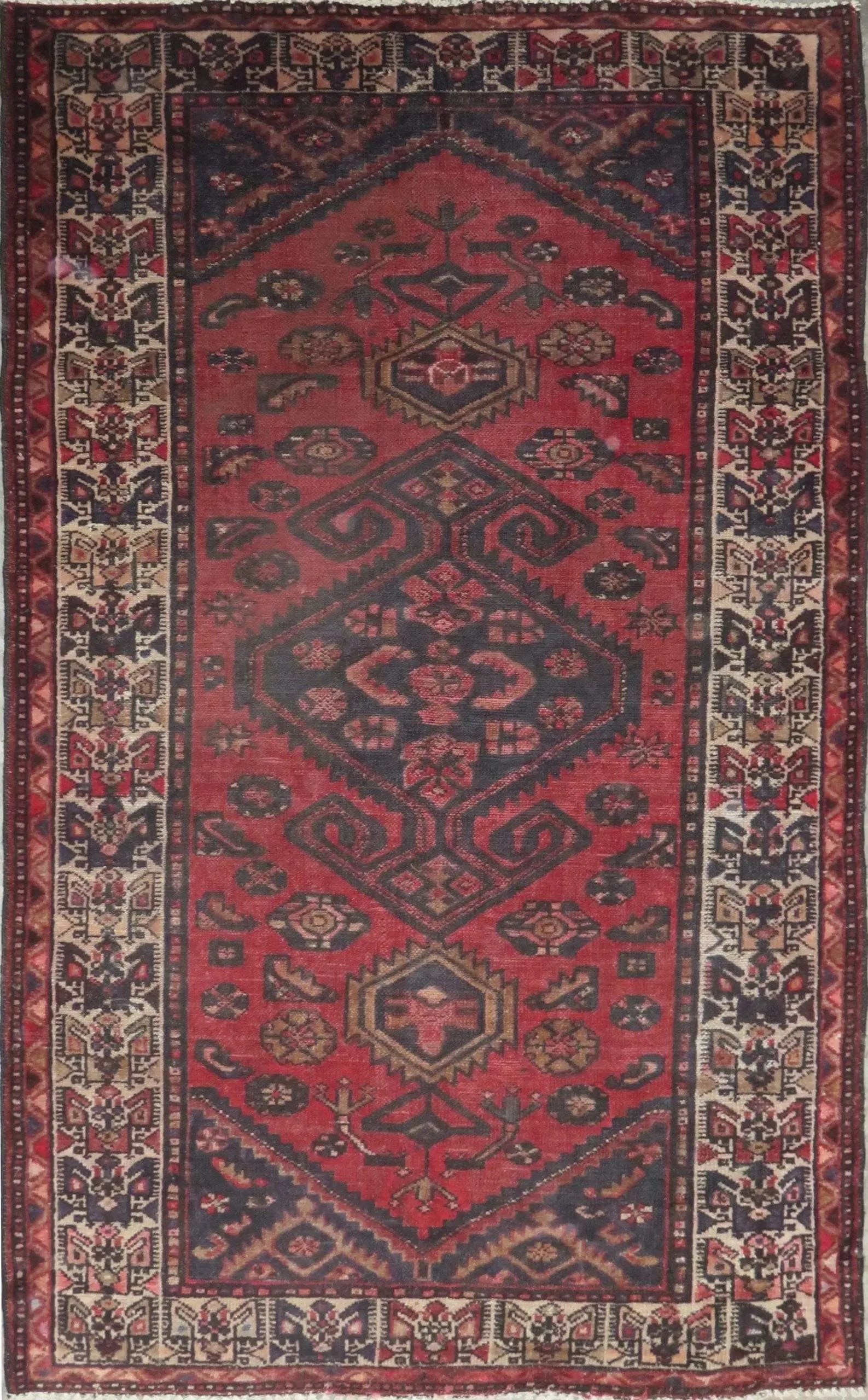 One Of The Kind Hand-Knotted Persian Wool Rug _ Luxurious Vintage Design, 6'8" x 4'1", Artisan (1 of 1)