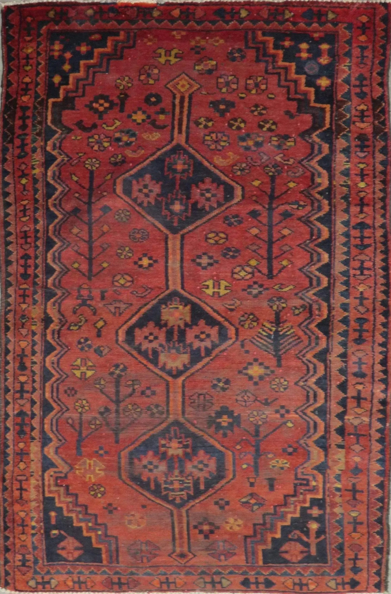 One Of The Kind Hand-Knotted Persian Wool Rug _ Luxurious Vintage Design, 6'4" x 4'2", Artisan: Hand-Knotted Persian Wool Rug _ Luxurious Vintage Design, 6'4" x 4'2", Artisan Crafted, Authentic hand-knotted traditional antique vintage Persian rugs, in excellent vintage condition with over 60 yea
