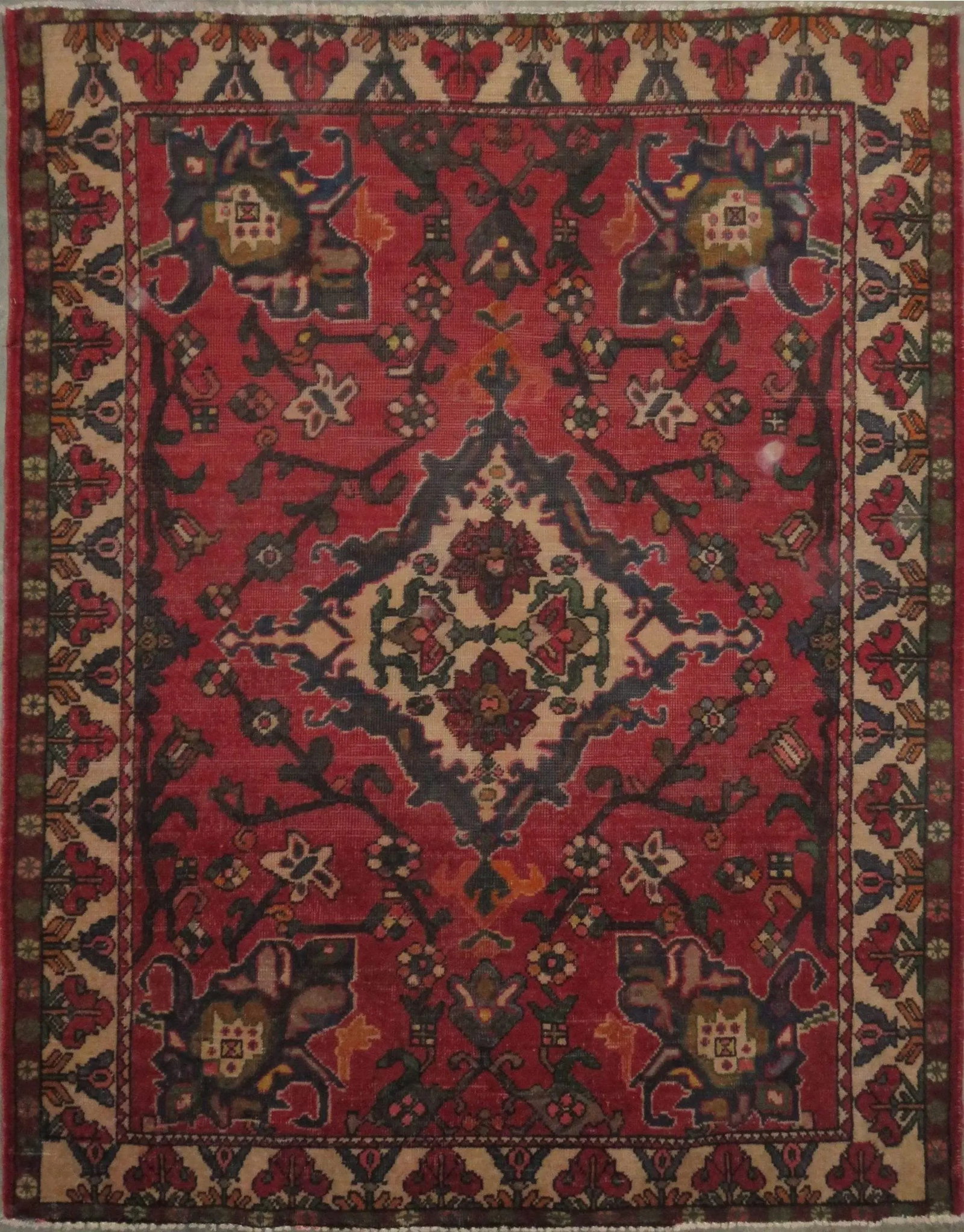 One Of The Kind Hand-Knotted Persian Wool Rug _ Luxurious Vintage Design, 6'6" x 4'9", Artisan (1 of 1)