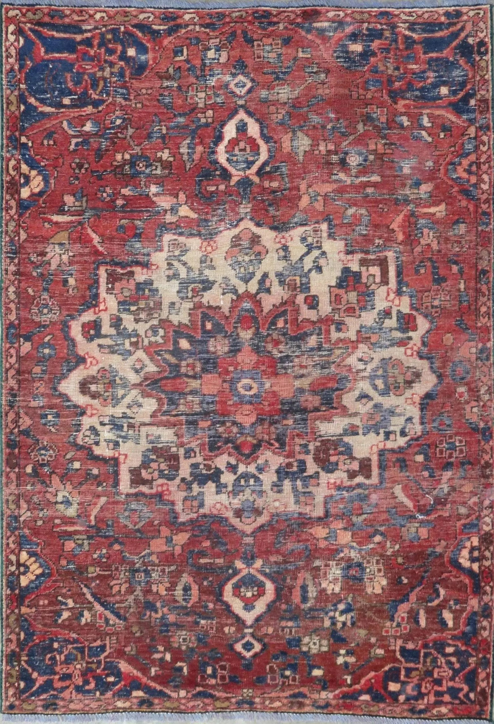 One Of The Kind Hand-Knotted Persian Wool Rug _ Luxurious Vintage Design, 6'0" x 4'2", Artisan: Hand-Knotted Persian Wool Rug _ Luxurious Vintage Design, 6'0" x 4'2", Artisan Crafted, Authentic hand-knotted traditional antique vintage Persian rugs, in excellent vintage condition with over 60 yea