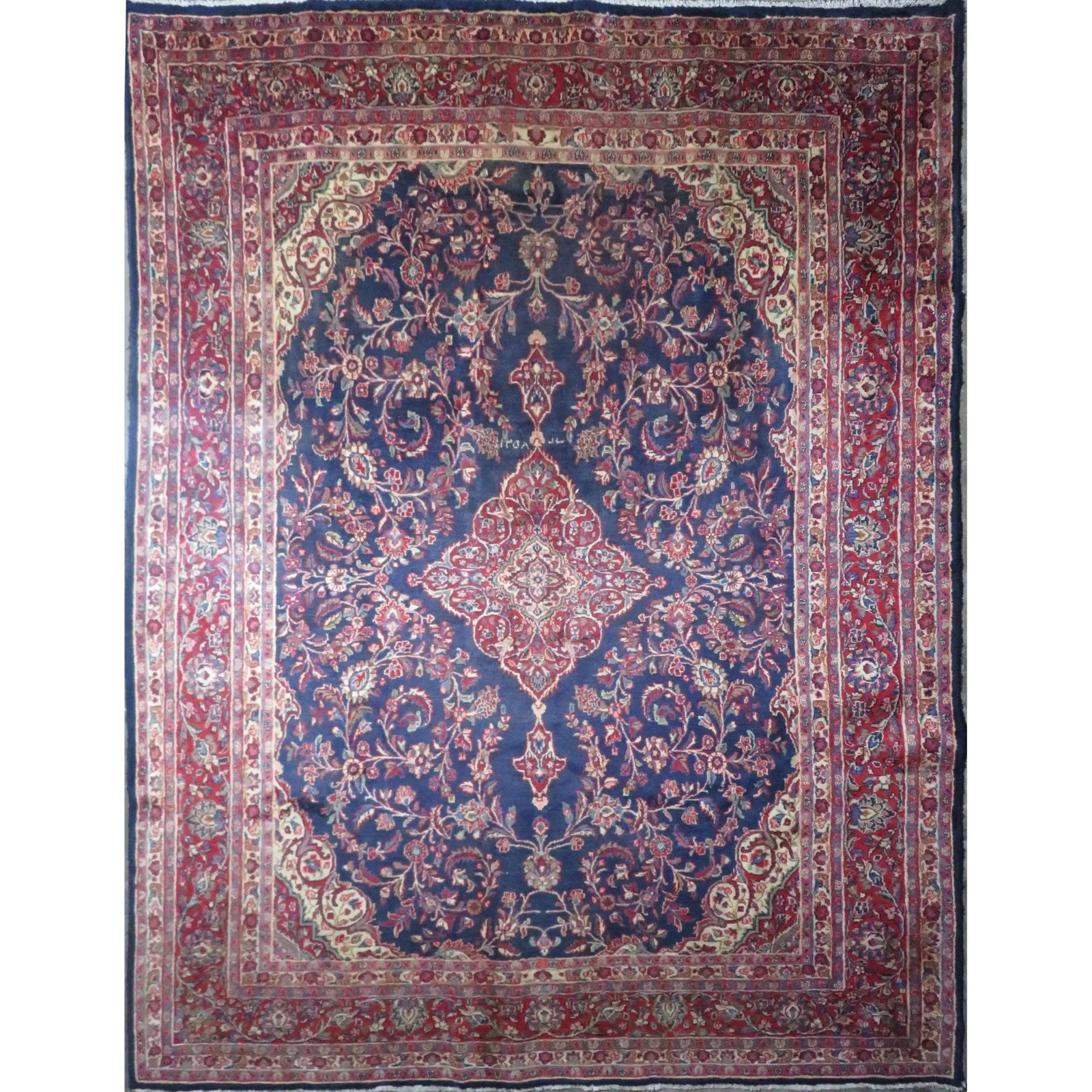 One Of The Kind Hand-Knotted Persian Wool Rug _ Luxurious Vintage Design, 13'3" x 9'9", Artisan: Hand-Knotted Persian Wool Rug _ Luxurious Vintage Design, 13'3" x 9'9", Artisan Crafted, Authentic hand-knotted traditional antique vintage Persian rugs, in excellent vintage condition with over 60 ye