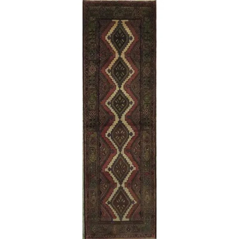 One Of The Kind Hand-Knotted Persian Wool Rug _ Luxurious Vintage Design, 10'5" x 2'6", Artisan