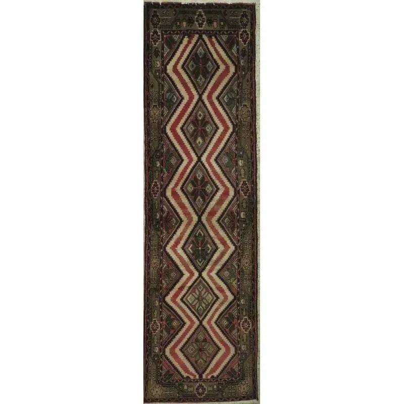 One Of The Kind Hand-Knotted Persian Wool Rug _ Luxurious Vintage Design, 10'5" x 2'6", Artisan: Hand-Knotted Persian Wool Rug _ Luxurious Vintage Design, 10'5" x 2'6", Artisan Crafted, Authentic hand-knotted traditional antique vintage Persian rugs, in excellent vintage condition with over 60 ye