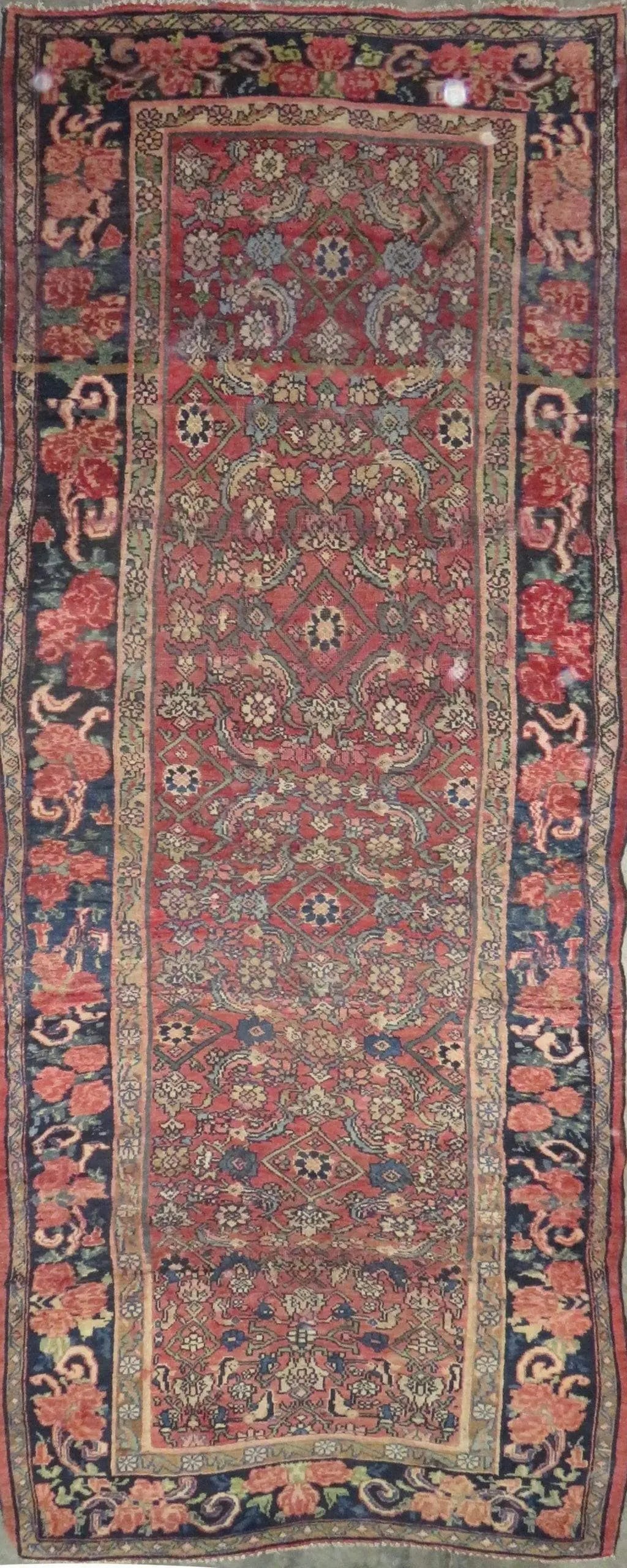 One Of The Kind Hand-Knotted Persian Wool Rug _ Luxurious Vintage Design, 10'4" x 4'1", Artisan: Hand-Knotted Persian Wool Rug _ Luxurious Vintage Design, 10'4" x 4'1", Artisan Crafted, Authentic hand-knotted traditional antique vintage Persian rugs, in excellent vintage condition with over 60 ye