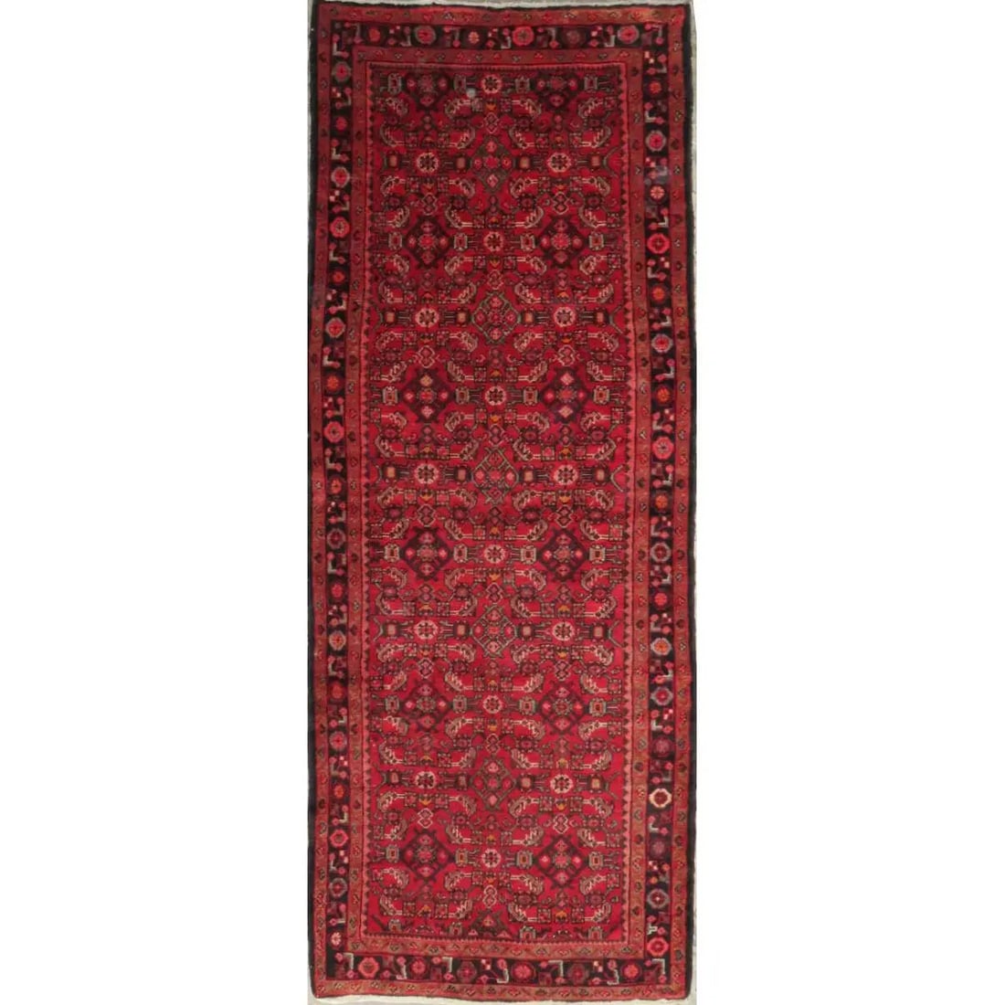 One Of The Kind Hand-Knotted Persian Wool Rug _ Luxurious Vintage Design, 9'8" x 3'8"", Artisan: Hand-Knotted Persian Wool Rug _ Luxurious Vintage Design, 9'8" x 3'8", Artisan Crafted, Authentic hand-knotted traditional antique vintage Persian rugs, in excellent vintage condition with over 60 yea