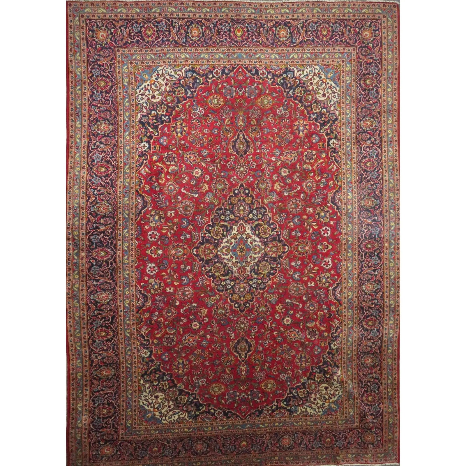 One Of The Kind Hand-Knotted Persian Wool Rug _ Luxurious Vintage Design, 13'0" X 9'0", Artisan: Hand-Knotted Persian Wool Rug _ Luxurious Vintage Design, 13'0" X 9'0", Artisan Crafted, Authentic hand-knotted traditional antique vintage Persian rugs, in excellent vintage condition with over 60 ye