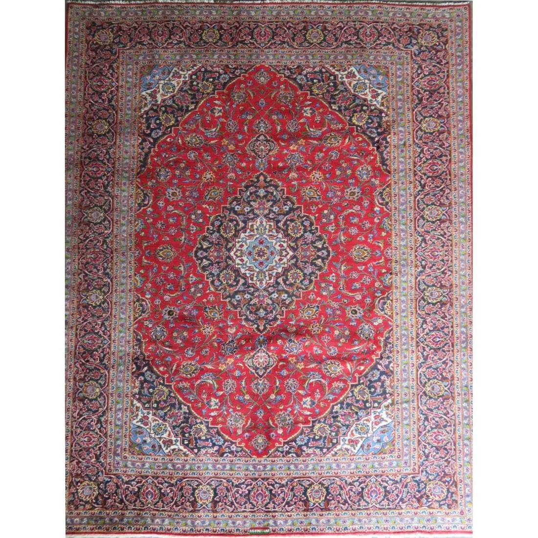 One Of The Kind Hand-Knotted Persian Wool Rug _ Luxurious Vintage Design, 12'6" X 9'9", Artisan: Hand-Knotted Persian Wool Rug _ Luxurious Vintage Design, 12'6" X 9'9", Artisan Crafted, Authentic hand-knotted traditional antique vintage Persian rugs, in excellent vintage condition with over 60 ye
