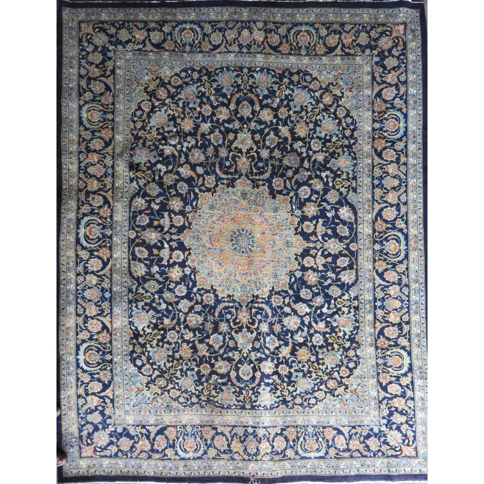 One Of The Kind Hand-Knotted Persian Wool Rug _ Luxurious Vintage Design, 12'5" X 9'10", Artisan (1 of 1)