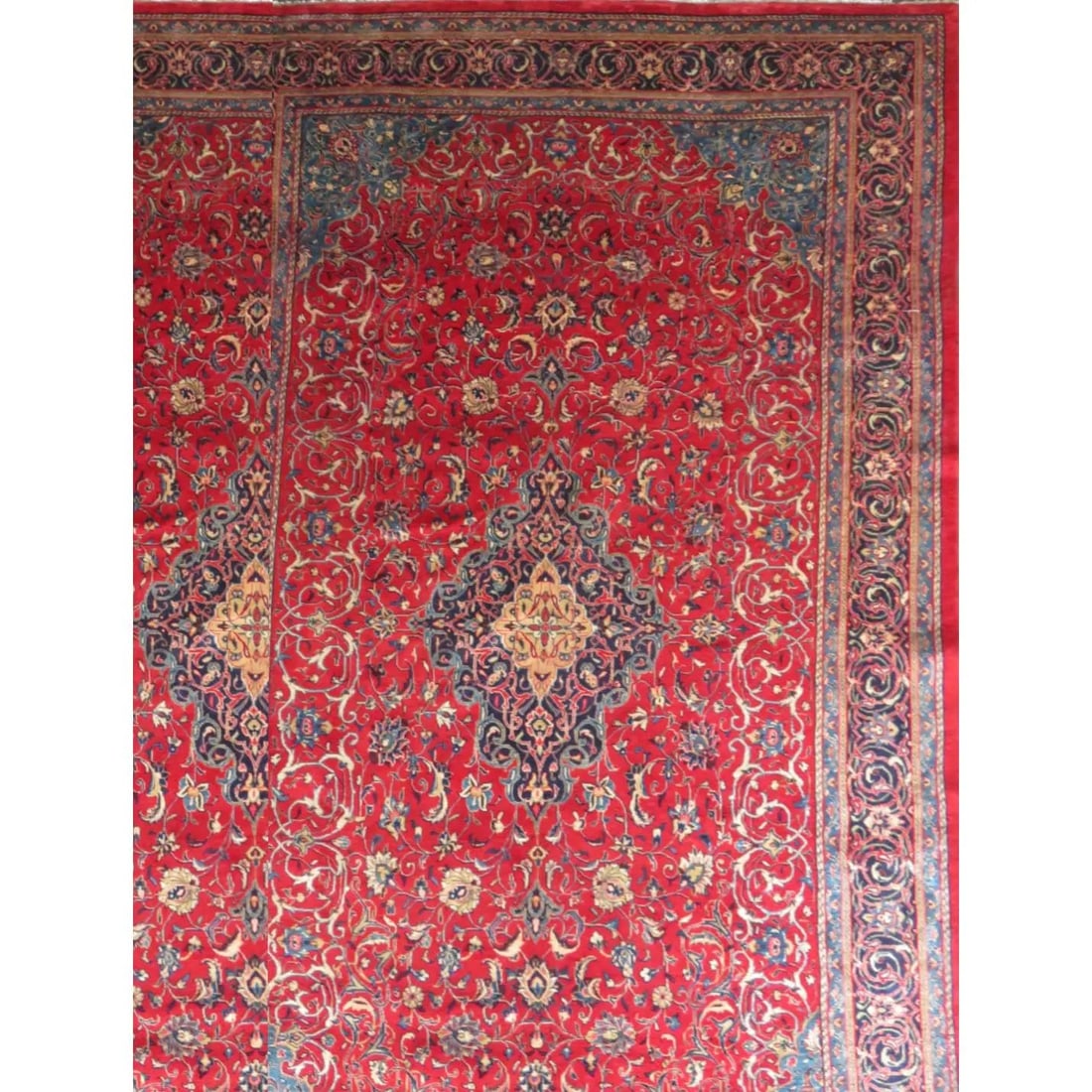 One Of The Kind Hand-Knotted Persian Wool Rug _ Luxurious Vintage Design, 16'7" x 9'5", Artisan: Hand-Knotted Persian Wool Rug _ Luxurious Vintage Design, 16'7" x 9'5", Artisan Crafted, Authentic hand-knotted traditional antique vintage Persian rugs, in excellent vintage condition with over 60 ye