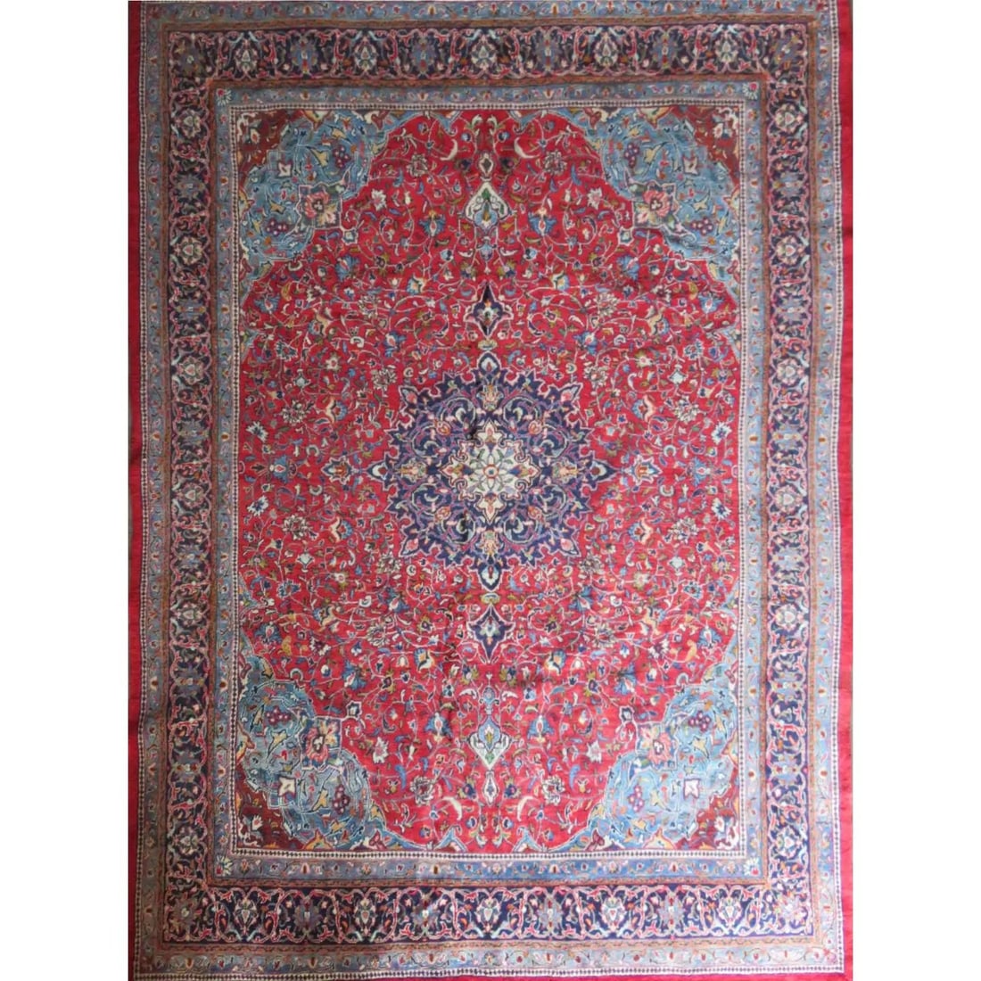 One Of The Kind Hand-Knotted Persian Wool Rug _ Luxurious Vintage Design, 13'7" x 9'7", Artisan: Hand-Knotted Persian Wool Rug _ Luxurious Vintage Design, 13'7" x 9'7", Artisan Crafted, Authentic hand-knotted traditional antique vintage Persian rugs, in excellent vintage condition with over 60 ye