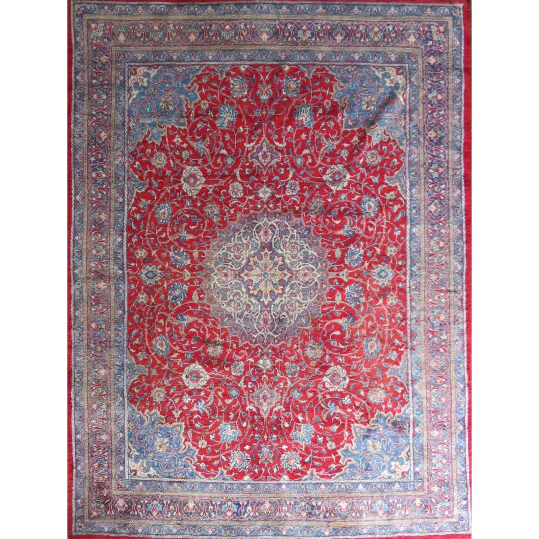 One Of The Kind Hand-Knotted Persian Wool Rug _ Luxurious Vintage Design, 13'1" x 9'8", Artisan: Hand-Knotted Persian Wool Rug _ Luxurious Vintage Design, 13'1" x 9'8", Artisan Crafted, Authentic hand-knotted traditional antique vintage Persian rugs, in excellent vintage condition with over 60 ye