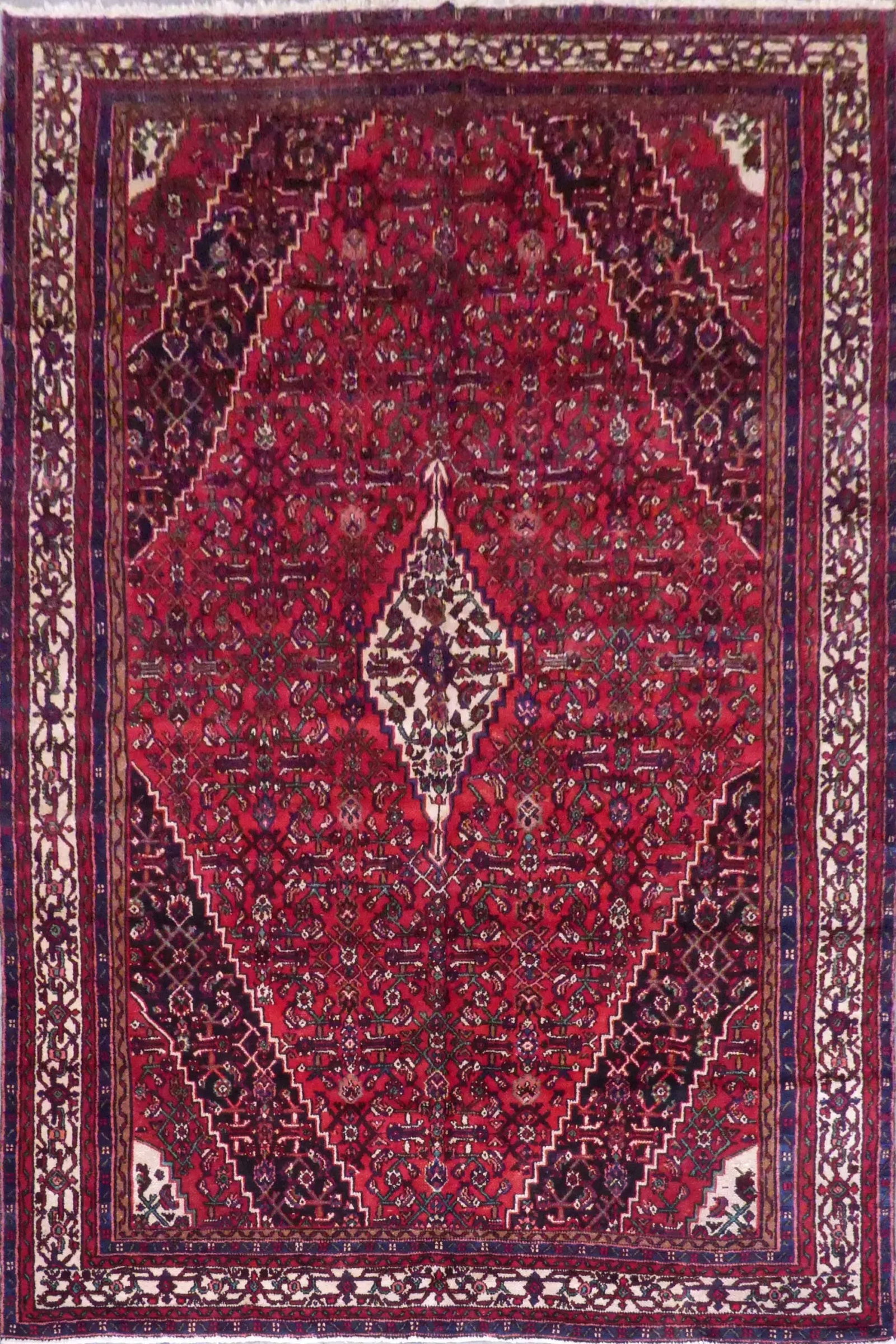 One Of The Kind Hand-Knotted Persian Wool Rug _ Luxurious Vintage Design, 8'3" x 12', Artisan: Hand-Knotted Persian Wool Rug _ Luxurious Vintage Design, 8'3" x 12', Artisan Crafted, Authentic hand-knotted traditional antique vintage Persian rugs, in excellent vintage condition with over 60 year