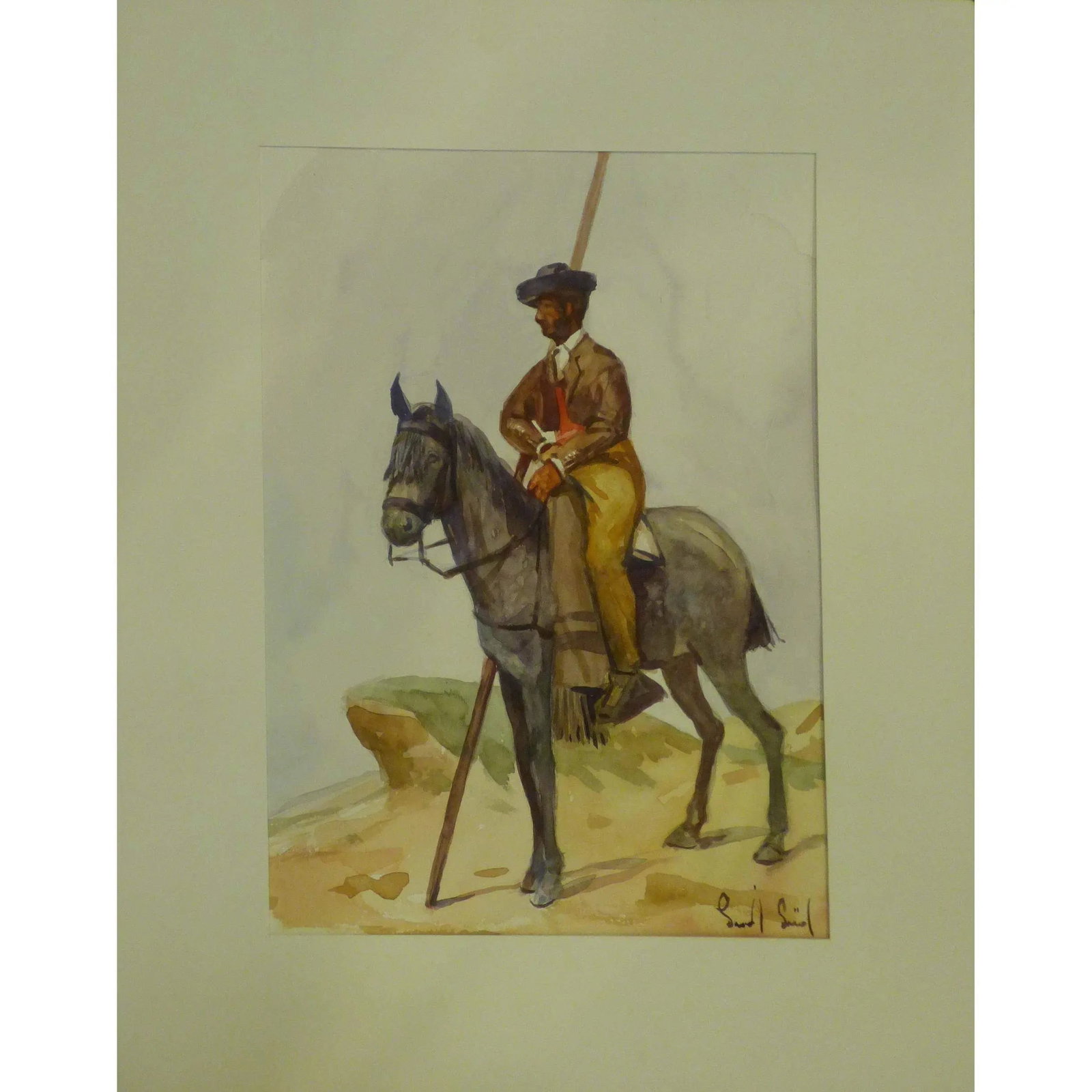 Spanish Watercolor Painting Said Ramil Canvas Ready To Hang For Home Wall Art Decoration 13" X 9"