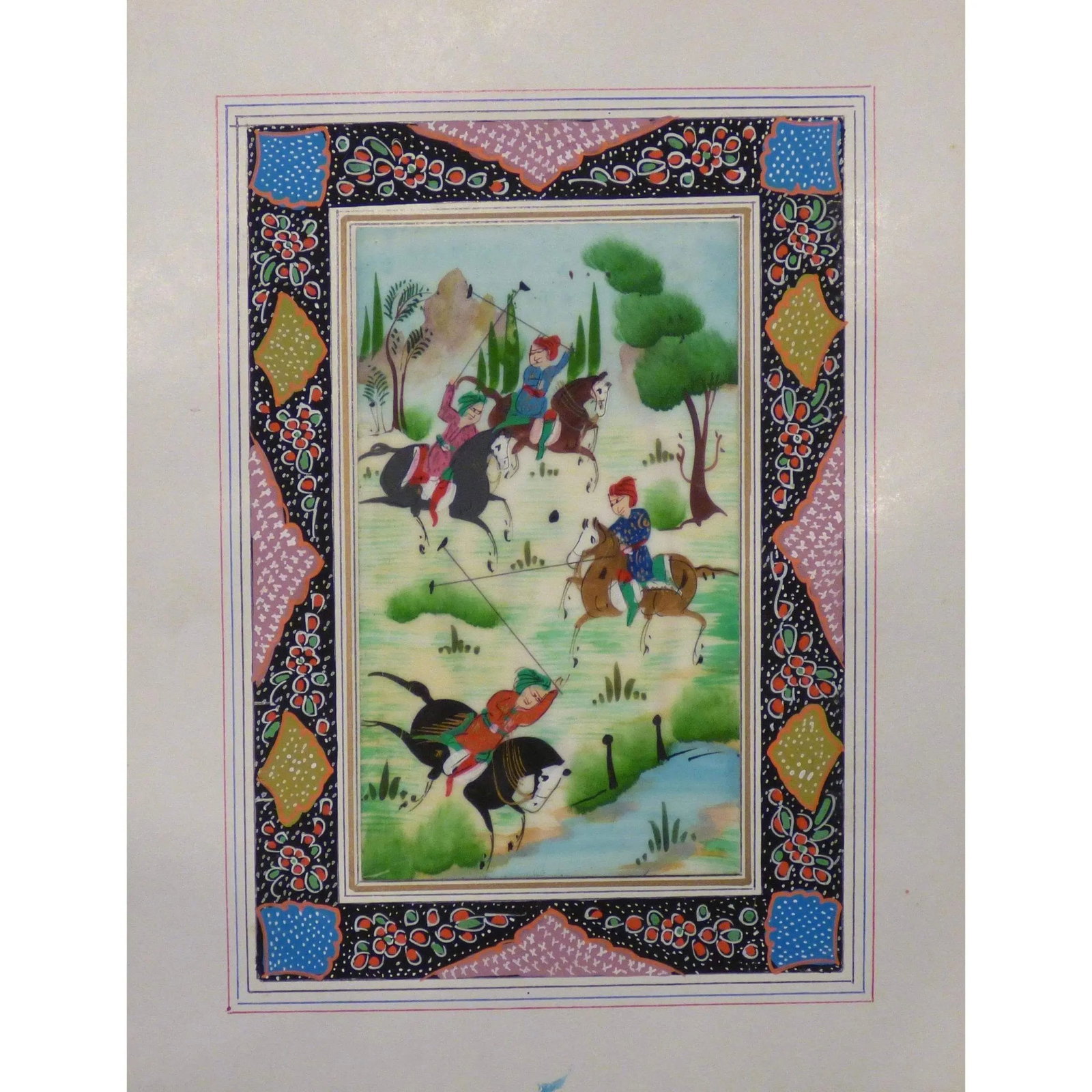 Persian Miniature Handmade With Unique Design And Colorful Authentic Art 7" X 9.5" Abcpm0130