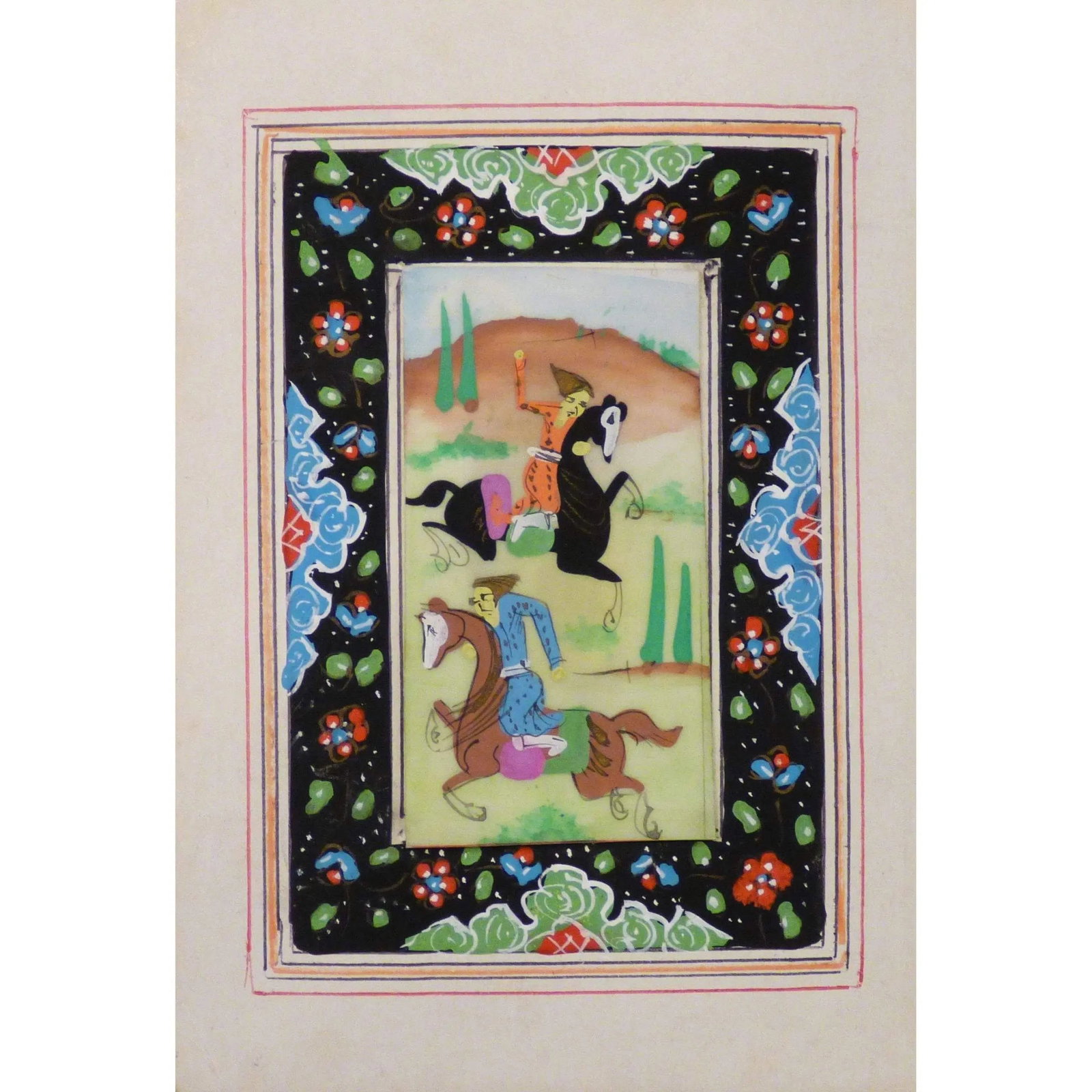 Persian Miniature Handmade With Unique Design And Colorful Authentic Art 3.5" X 5" Abcpm0105 (1 of 1)