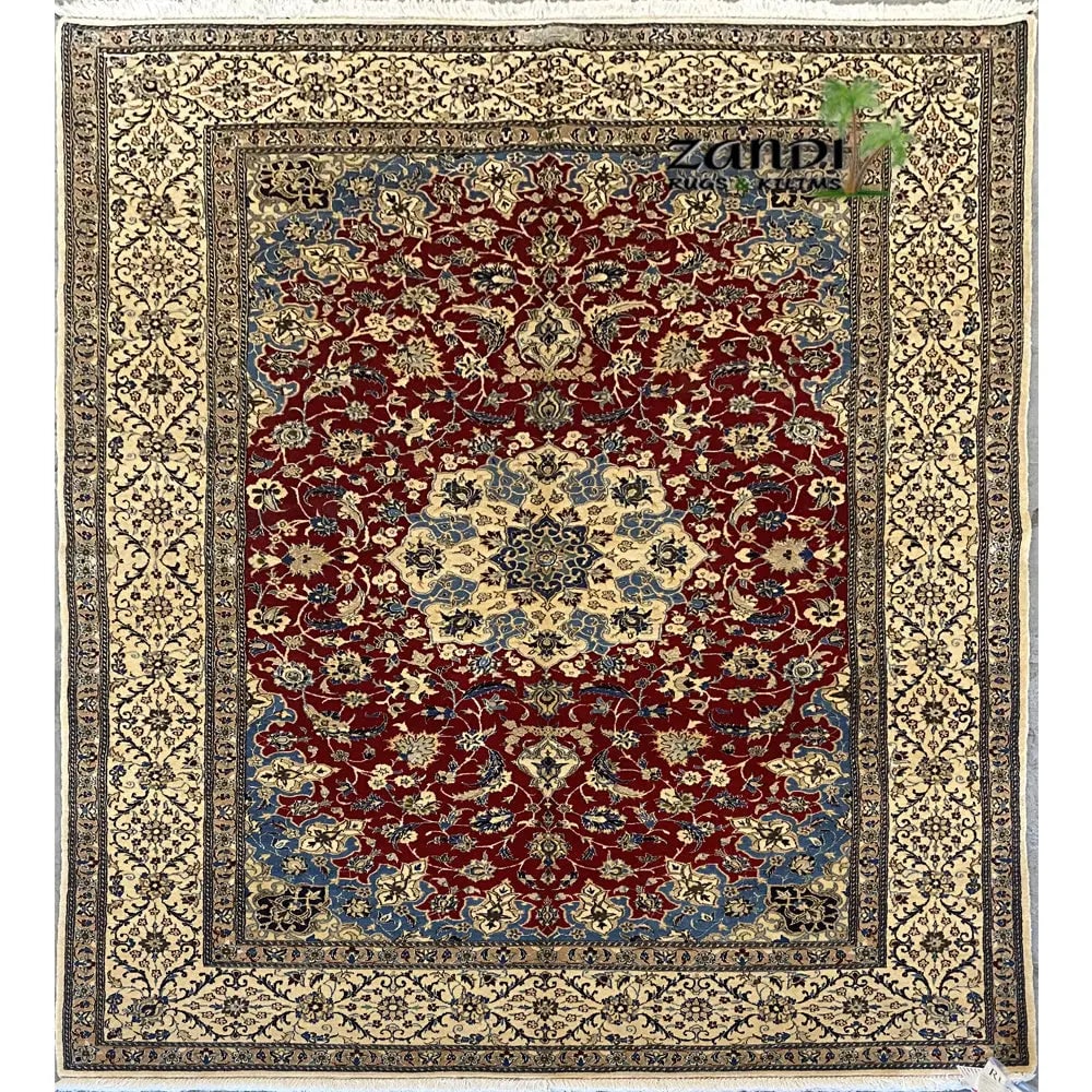 One Of The Kind Persian Nain Rug 6'5" x 4'2": ABC Rugs Kilims Collection Hand Knotted Wool And Silk Persian Nain Floral Design Rug Size 6'5''X4'2'' Rr10349 Hand knotted and meticulously crafted by Persian artisans, this stunning Hand Knotted Area