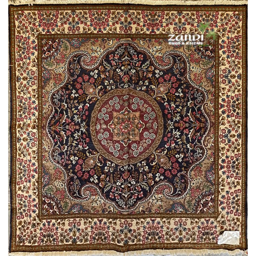 One Of The Kind Persian Kerman Rug 6'6" x 6'3": ABC Rugs Kilims Collection Hand Knotted Persian Kerman Design Rug Size 6'6''X6'3'' Rr11575 Hand knotted and meticulously crafted by Persian artisans, this stunning Hand Knotted Area Rug will invite qu