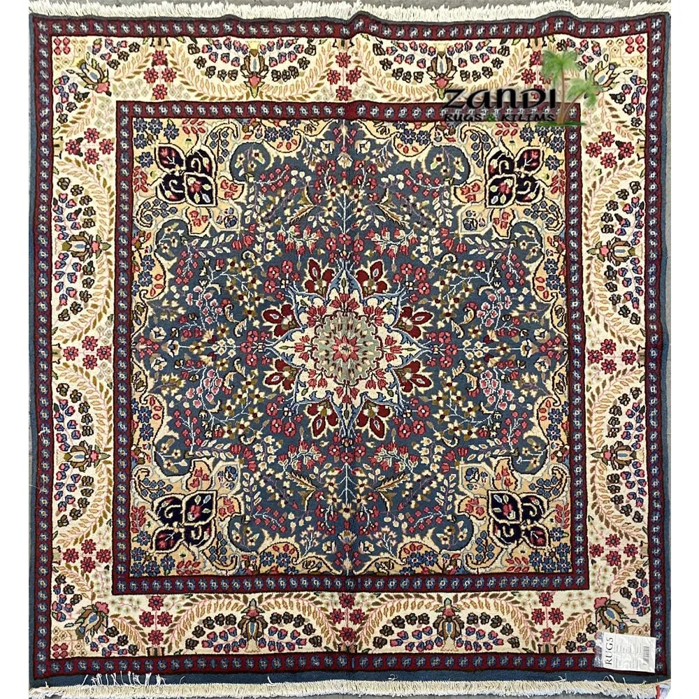 One Of The Kind Persian Kerman Rug 6'4" x 6'1": ABC Rugs Kilims Collection Hand Knotted Persian Kerman Design Rug Size 6'4''X6'1'' Rr11540 Hand knotted and meticulously crafted by Persian artisans, this stunning Hand Knotted Area Rug will invite qu