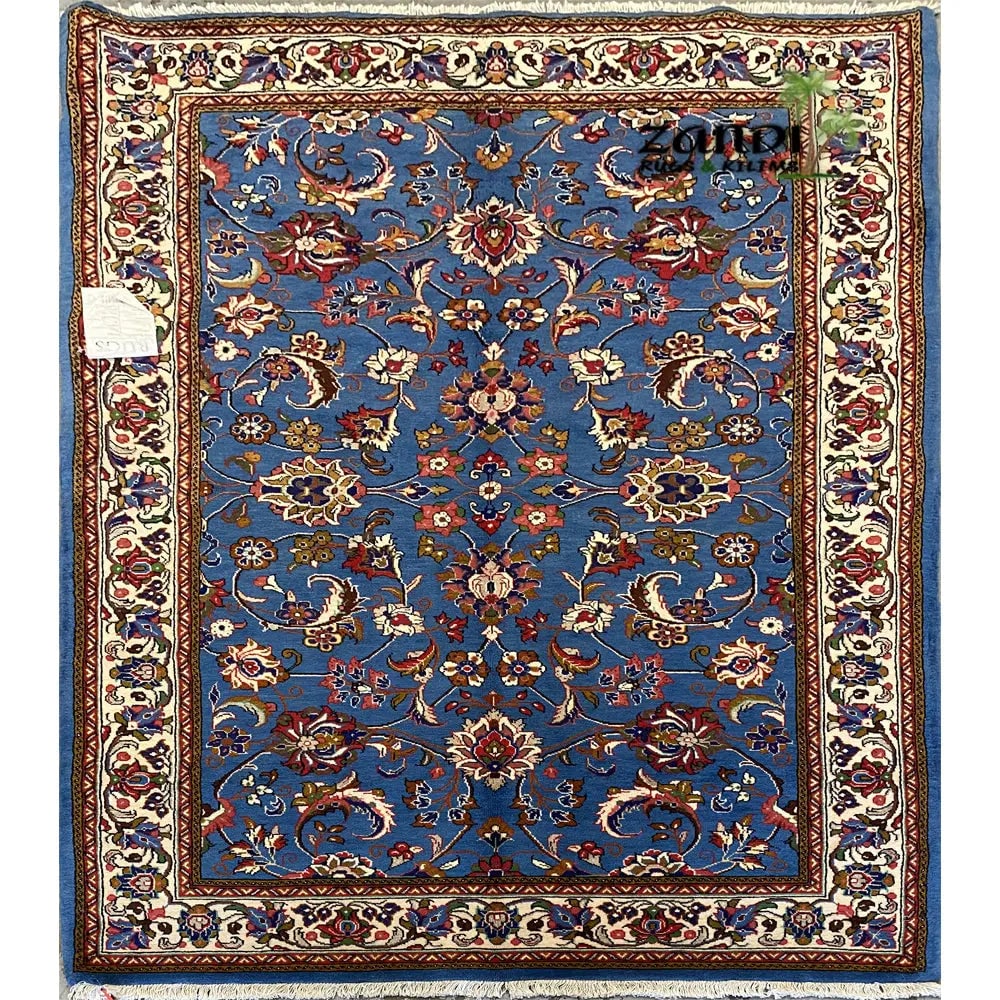 One Of The Kind Persian Kerman Rug 7'1" x 4'3": ABC Rugs Kilims Collection Hand Knotted Persian Floral Design Rug Size 7'1''X4'3'' Rr11502 BLUE, CREAM This beautiful rug is part of the Persian vintage collection. Order it as a stand-alone piece or 