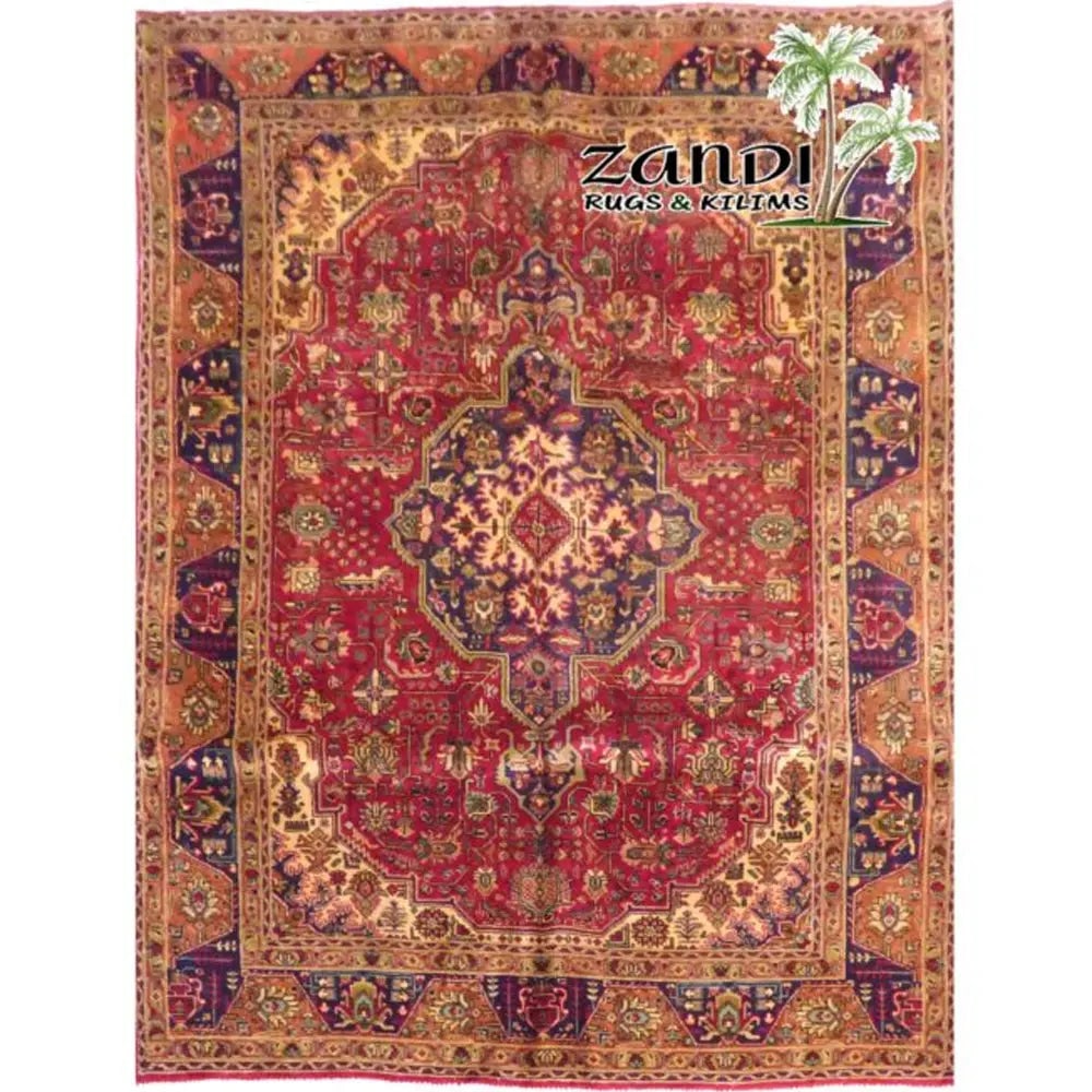 One Of The Kind Persian Tabriz Rug 9'5" x 6'5": ABC Rugs Kilims Collection Hand Knotted Tabriz Wool Persian Rug Size 9'5"X6'5" (Rr11227) Abcr02219A Hand knotted and meticulously crafted by Persian artisans, this stunning Persian Hand Knotted Area R