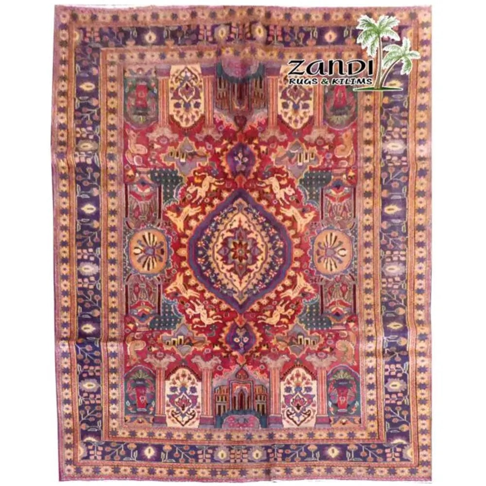 One Of The Kind Persian Mashad Rug 9'1" x 6'3": ABC Rugs Kilims Collection Hand Knotted Mashad Wool Persian Rug Size 9'1"X6'3" (Rr11233) Abcr6003A Hand knotted and meticulously crafted by Persian artisans, this stunning Persian Hand Knotted Area Ru