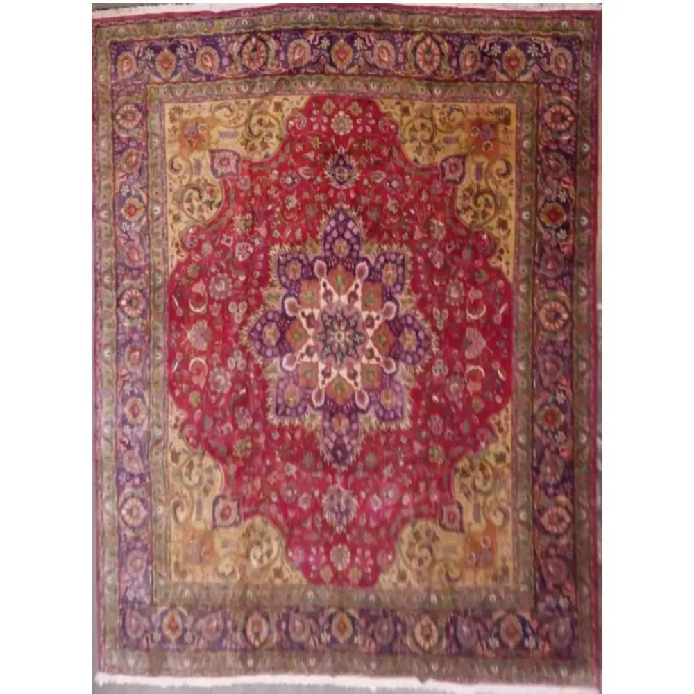 One Of The Kind Persian Tabriz Rug 12'11" x 11'3": ABC Rugs Kilims Collection Persian Tabriz Hand-Knotted Rug Made With Natural Wool & Cotton 12'11'' X 11'3" Abcr02136 Hand knotted and meticulously crafted by Persian artisans, this stunning Hand K