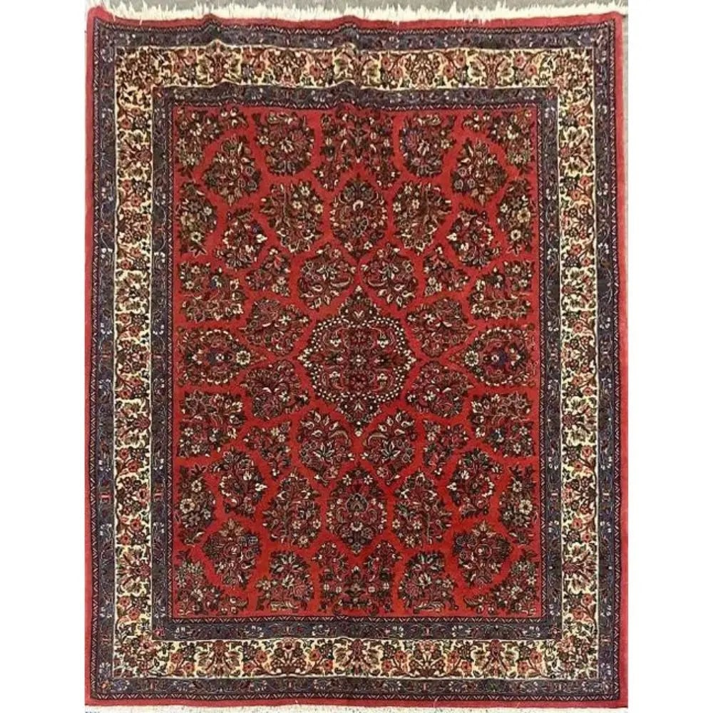 One Of The Kind Persian Sarough Rug 8'6" x 6'11": ABC Rugs Kilims Collection New Persian Sarough Traditional Style Hand-Knotted Natural Wool And Cotton Rug 8'6'' X 6'11" Abcr02876 Hand knotted and meticulously crafted by Persian artisans, this stunni