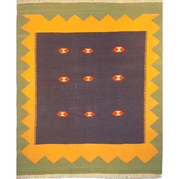 One Of The Kind Shiraz Persian Kilim 7'6" X 6'2": ABC Rugs Kilims Collection Shiraz Persian Kilim Collection And Modern Colorful Hand-Knotted Multi Area Kilim With Natural Wool And Cotton 7'6" X 6'2" Abck00058 Hand knotted and meticulously crafted by