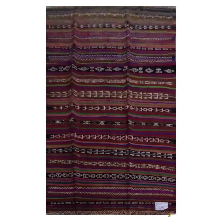 One Of The Kind Sanandaj Vintage Authentic Hand-Knotted Kilim 6'7" X 3'8" (1 of 1)