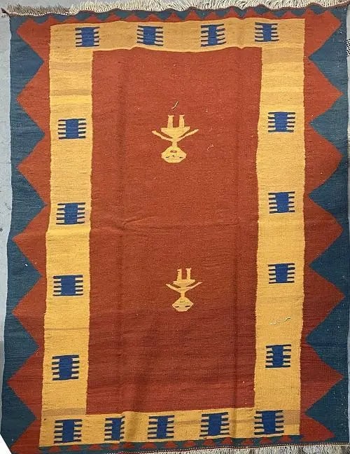 One Of The Kind Persian Shiraz Kilim 7'2" x 5'0": ABC Rugs Kilims Collection Persian Shiraz Traditional Style Hand-Knotted Natural Wool And Cotton Rug 7'2'' X 5'0" Abck00073 Hand knotted and meticulously crafted by Persian artisans, this stunning Han