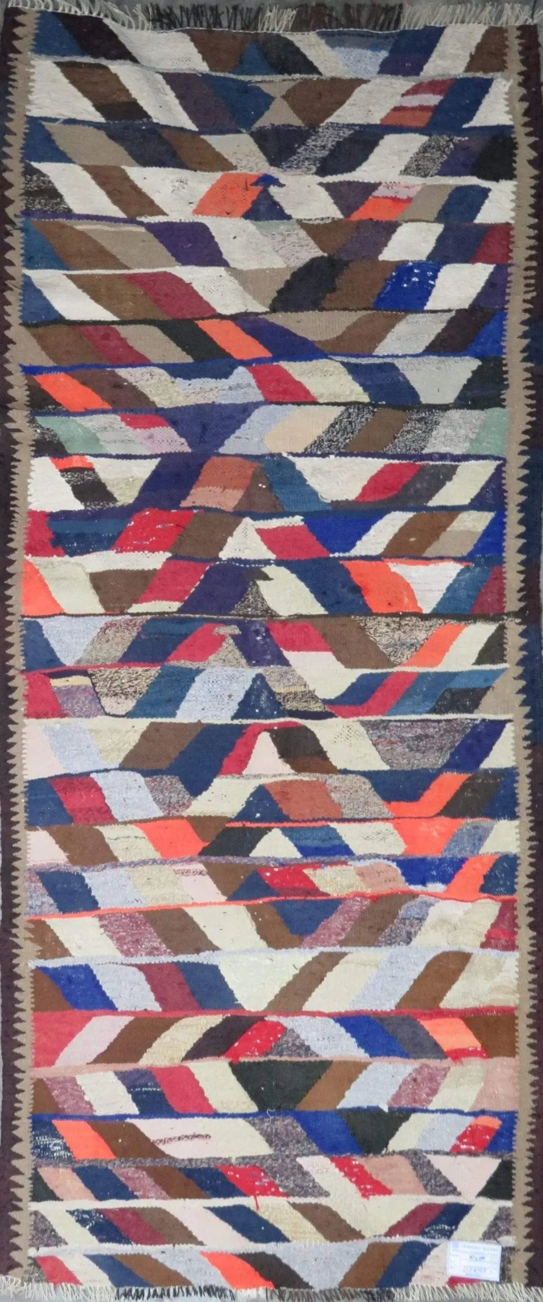 One Of The Kind Authentic Hand-Knotted Sanandaj Vintage Kilim 9'0" X 5'0" (1 of 1)
