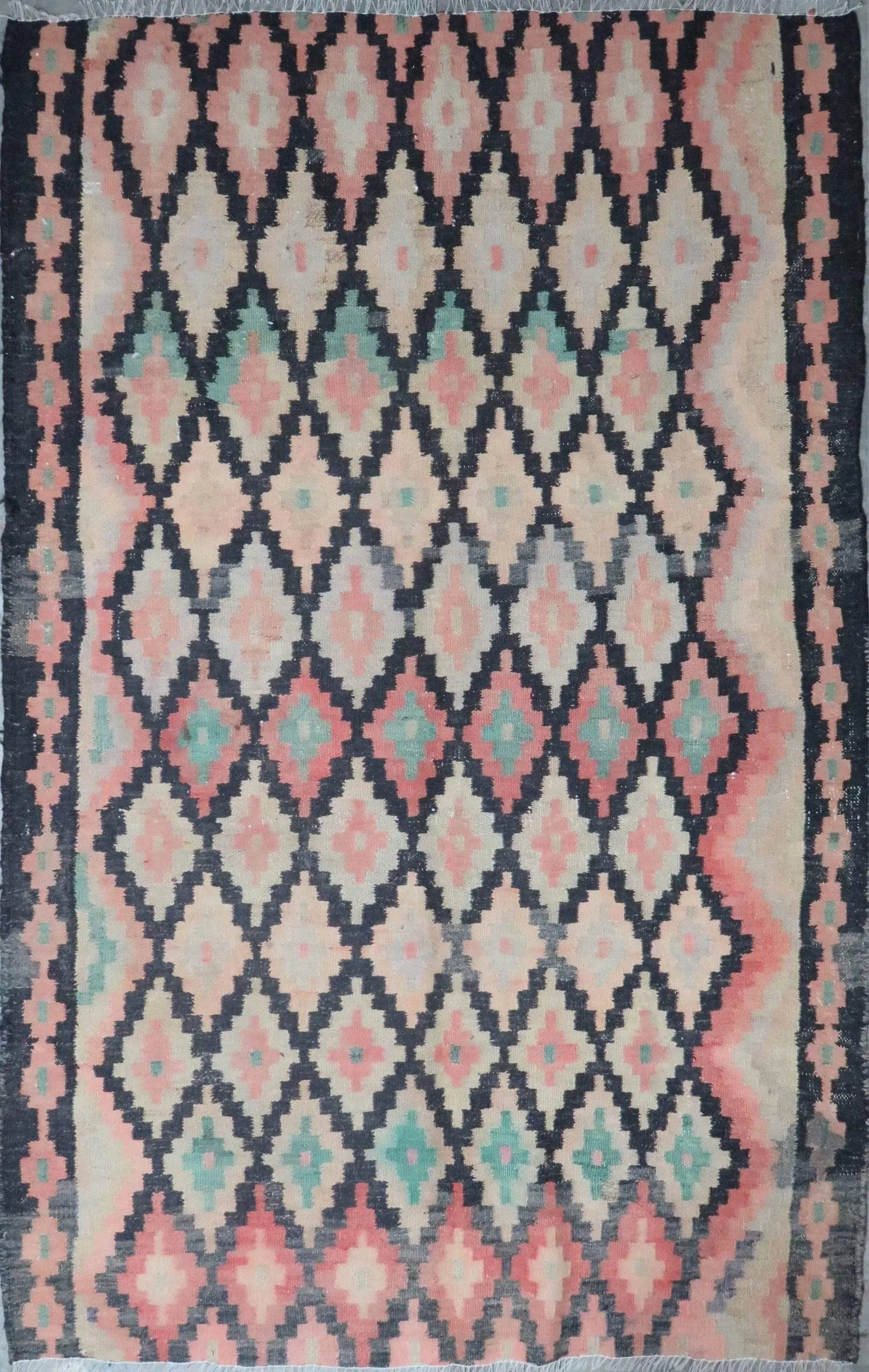 One Of The Kind Authentic Hand-Knotted Sanandaj Vintage Kilim 6'0" X 4'0": ABC Rugs Kilims Collection Sanandaj Seneh, Vintage Kilim Collection And Modern Hand-Knotted Area Kilim With Natural Wool And Cotton 6'0" X 4'0" (Abc-Per-1726) (Multi Color) Hand knotted and meticulous
