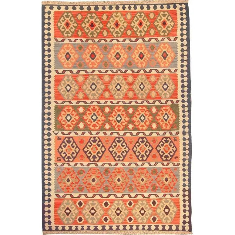 One Of The Kind Ardabil Persian Kilim 9'2" x 5'10": ABC Rugs Kilims Collection Ardabil Persian Kilim Collection And Modern Colorful Hand-Knotted Multi Area Kilim With Natural Wool And Cotton 9'2" X 5'10" Abck00103 Hand knotted and meticulously crafted 