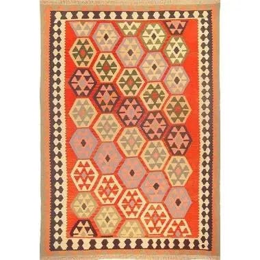 One Of The Kind Ardabil Persian Kilim 8'10" x 6'0": ABC Rugs Kilims Collection Ardabil Persian Kilim Collection And Modern Colorful Hand-Knotted Multi Area Kilim With Natural Wool And Cotton 8'10" X 6'0" Abck00113 Hand knotted and meticulously crafted 