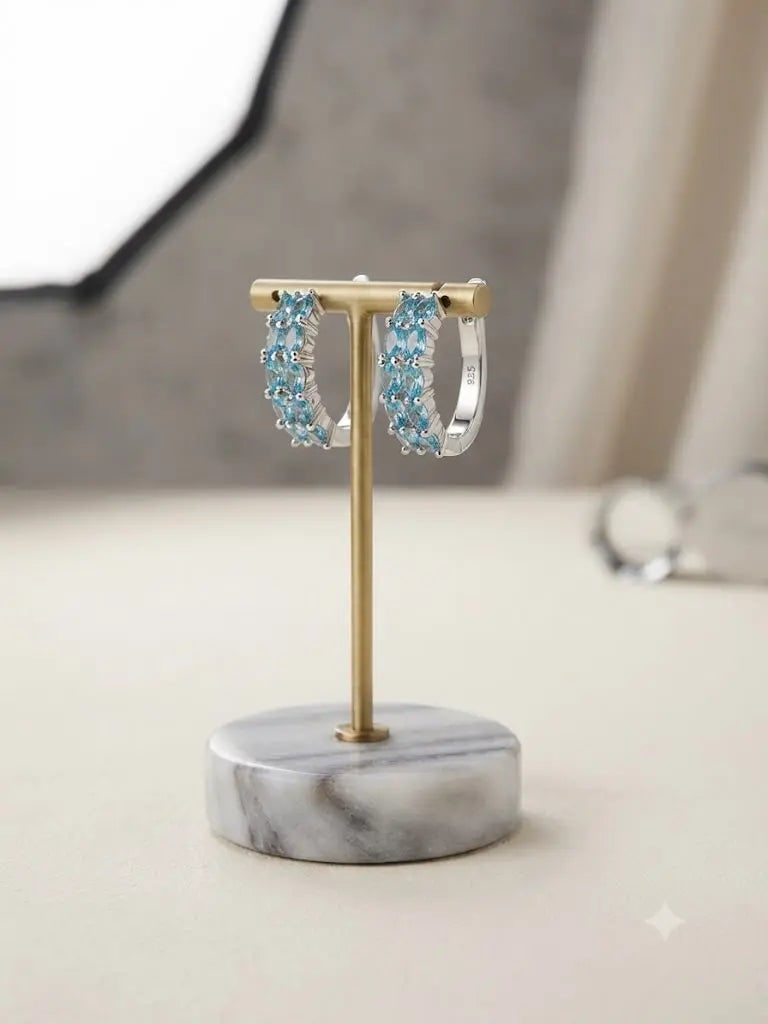 Exceptional Quality Sterling Silver-925, Gem zirconia, Hoop Earrings, Weight 3.7gm, ABC-65262-3