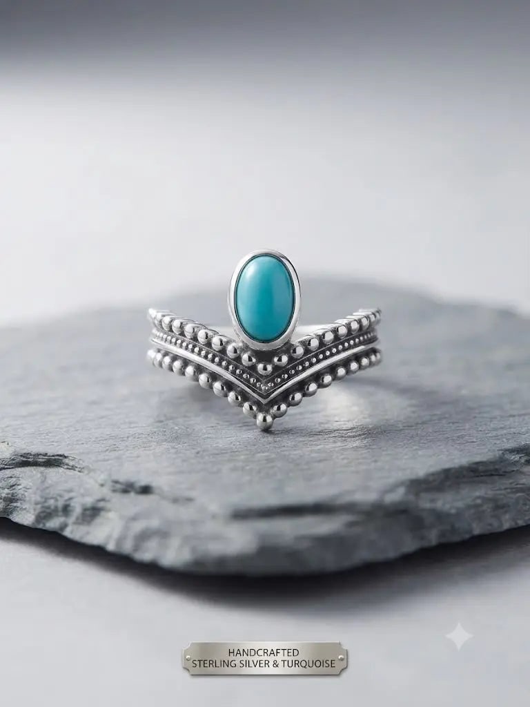 Exceptional Quality S. Silver-925, Gem Bohemian Turquoise, Size 7, Weight 2.3gm, ABC-734787-3