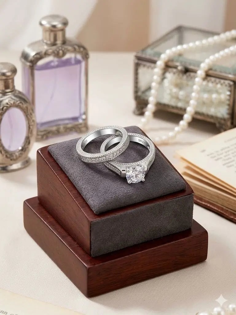 Exceptional Quality, Ring Size 7, Weight 7.8gm, Quality 925-Silver, CJABC-r72200 (Round white Shiny: AAA+ Certified Quality, Ring Size 7, Weight 7.8gm, Quality 925-Silver, CJABC-r72200 (Round white Shiny Zircon jewelry set of 2 Pieces rings Wedding) We can arrange GIA certification and verification f