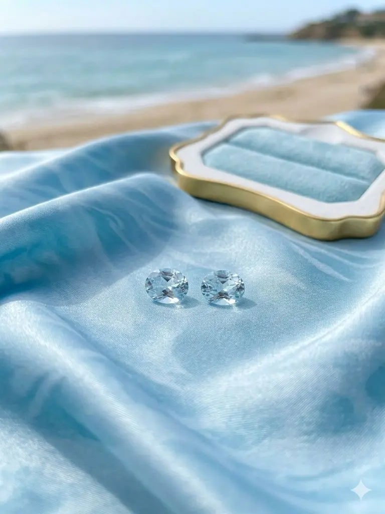 Exceptional Quality Aquamarine, Oval Shaped, lite Blue Colored, Weight 0.30Ct.,Dimensions 5x3mm.: ABC Rugs, Kilims & Jewelry offers internationally certified and verified pieces, with documentation provided by trusted gemological institutions, manufacturers, and industry professionals. At ABC 