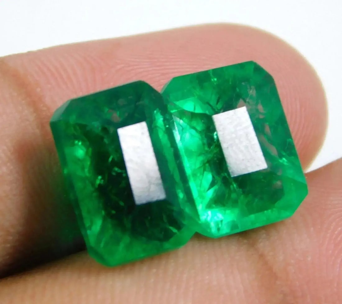 Exceptional Quality Colombian Green Emerald 12.40 Ct Emerald Cut Certified Loose Gems (Pair), Gem176 (1 of 1)