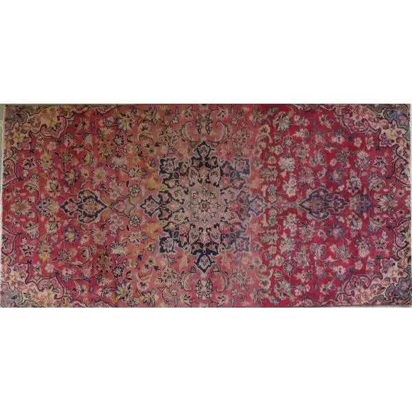 One Of The Kind Hand-Knotted Persian Wool Rug _ Luxurious Vintage Design, 9'8" x 2'6", Artisan: Hand-Knotted Persian Wool Rug _ Luxurious Vintage Design, 9'8" x 2'6", Artisan Crafted, Authentic hand-knotted traditional antique vintage Persian rugs, in excellent vintage condition with over 60 yea