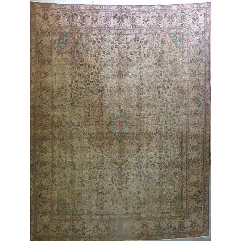 One Of The Kind Hand-Knotted Persian Wool Rug _ Luxurious Vintage Design, 9'7" x 5'11", Artisan: Hand-Knotted Persian Wool Rug _ Luxurious Vintage Design, 9'7" x 5'12", Artisan Crafted, Authentic hand-knotted traditional antique vintage Persian rugs, in excellent vintage condition with over 60 ye