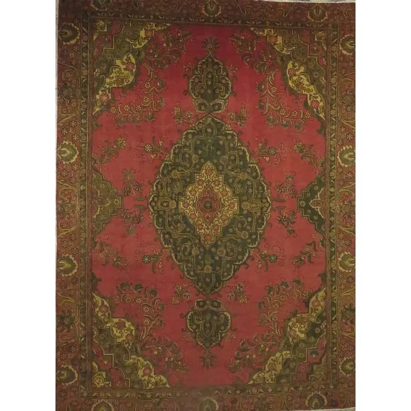 One Of The Kind Hand-Knotted Persian Wool Rug _ Luxurious Vintage Design, 8'6" x 6'11", Artisan: Hand-Knotted Persian Wool Rug _ Luxurious Vintage Design, 8'6" x 6'11", Artisan Crafted, Authentic hand-knotted traditional antique vintage Persian rugs, in excellent vintage condition with over 60 ye