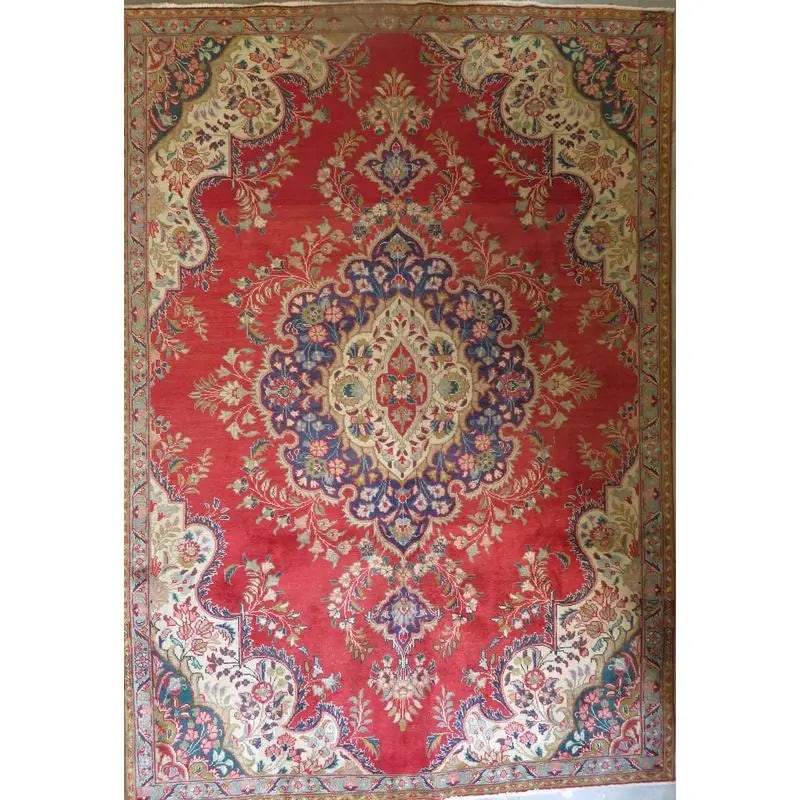 One Of The Kind Hand-Knotted Persian Wool Rug _ Luxurious Vintage Design, 8'6" x 5'4", Artisan: Hand-Knotted Persian Wool Rug _ Luxurious Vintage Design, 8'6" x 5'4", Artisan Crafted, Authentic hand-knotted traditional antique vintage Persian rugs, in excellent vintage condition with over 60 yea