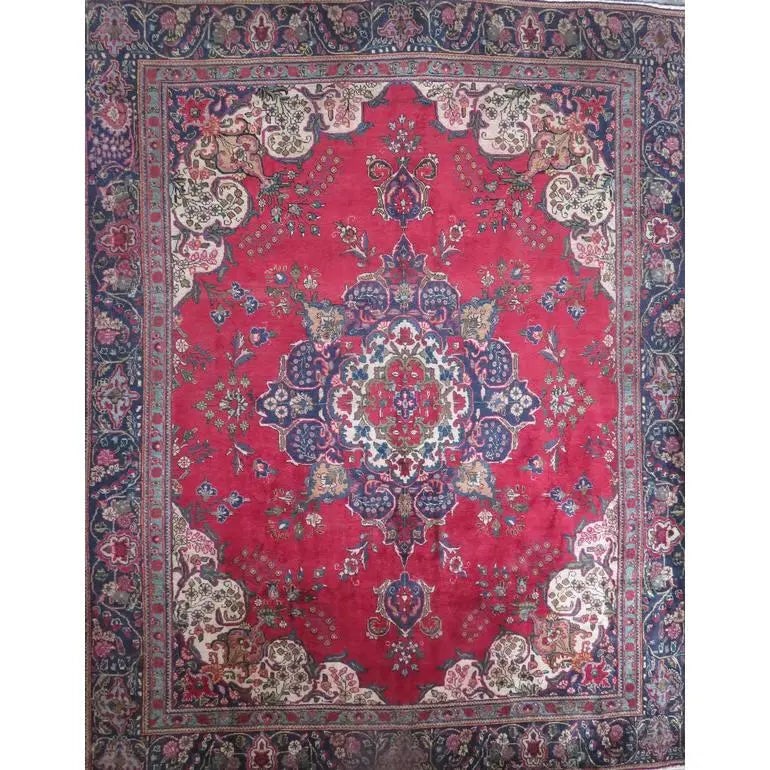 One Of The Kind Hand-Knotted Persian Wool Rug _ Luxurious Vintage Design, 8'5" x 6'9", Artisan: Hand-Knotted Persian Wool Rug _ Luxurious Vintage Design, 8'5" x 6'9", Artisan Crafted, Authentic hand-knotted traditional antique vintage Persian rugs, in excellent vintage condition with over 60 yea