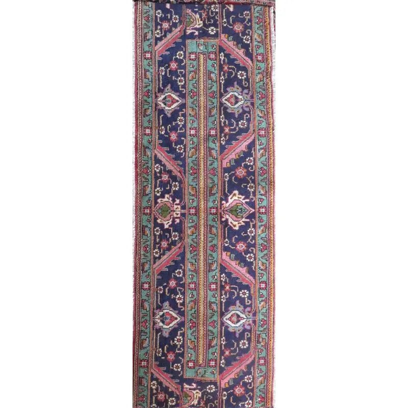 One Of The Kind Hand-Knotted Persian Wool Rug _ Luxurious Vintage Design, 8'5" x 2'4", Artisan: Hand-Knotted Persian Wool Rug _ Luxurious Vintage Design, 8'5" x 2'4", Artisan Crafted, Authentic hand-knotted traditional antique vintage Persian rugs, in excellent vintage condition with over 60 yea