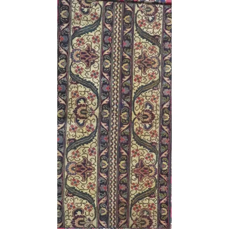 One Of The Kind Hand-Knotted Persian Wool Rug _ Luxurious Vintage Design, 7'11" x 2'0", Artisan: Hand-Knotted Persian Wool Rug _ Luxurious Vintage Design, 7'11" x 2'0", Artisan Crafted, Authentic hand-knotted traditional antique vintage Persian rugs, in excellent vintage condition with over 60 ye