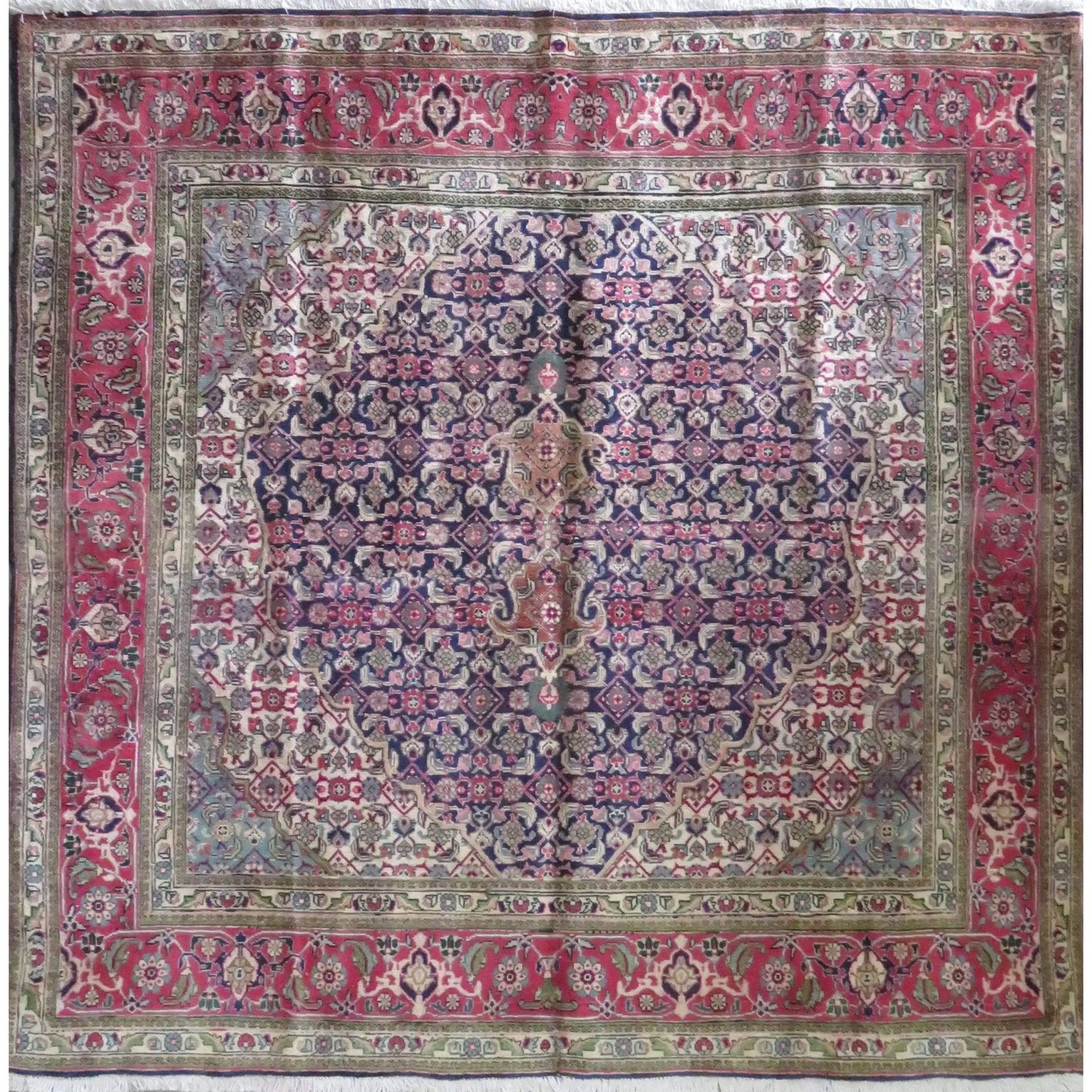 One Of The Kind Hand-Knotted Persian Wool Rug _ Luxurious Vintage Design, 6'5" x 6'4", Artisan: Hand-Knotted Persian Wool Rug _ Luxurious Vintage Design, 6'5" x 6'4", Artisan Crafted, Authentic hand-knotted traditional antique vintage Persian rugs, in excellent vintage condition with over 60 yea